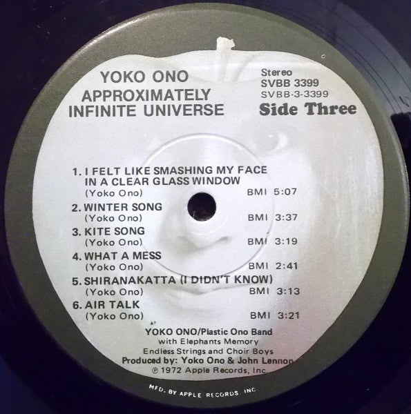Yoko Ono With The Plastic Ono Band And Elephants Memory – Approximately Infinite Universe - 1973 US Original
