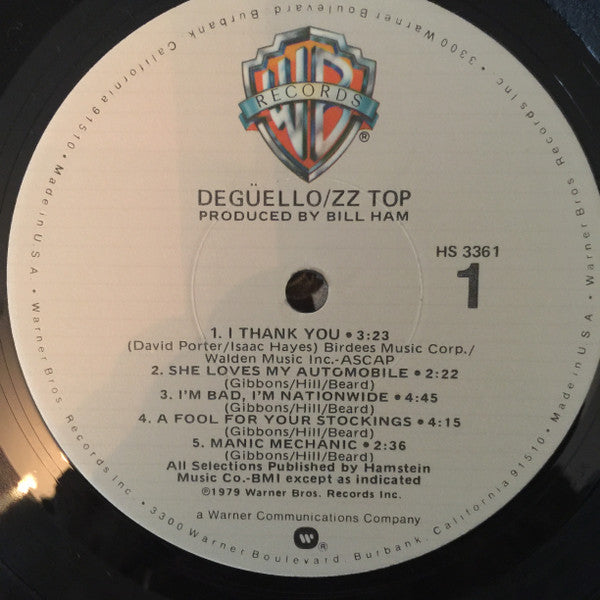 ZZ Top ‎– Deguello - Early US Pressing VinylPursuit.com