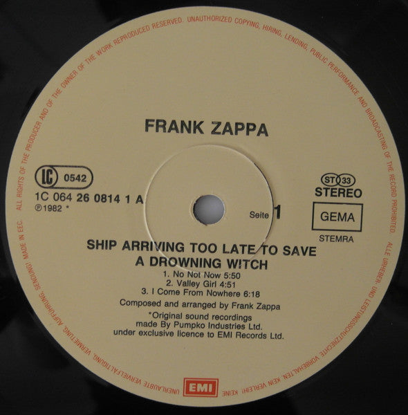 Zappa – Ship Arriving Too Late To Save A Drowning Witch - Remastered EU Pressing