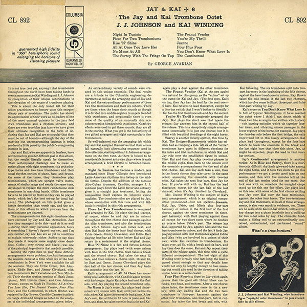 JJ Johnson and Kai Winding – Jay and Kai + 6: The Jay And Kai Trombone Octet - 1956 Mono