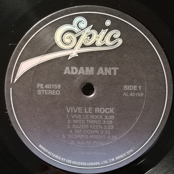 Adam Ant – Vive Le Rock - 1985