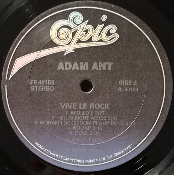 Adam Ant – Vive Le Rock - 1985