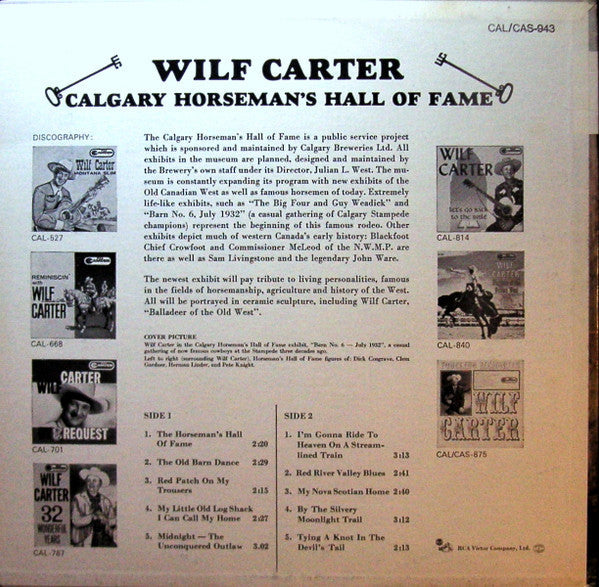 Wilf Carter – Calgary Horseman's Hall Of Fame - 1966 Original in Shrinkwrap! VinylPursuit.com