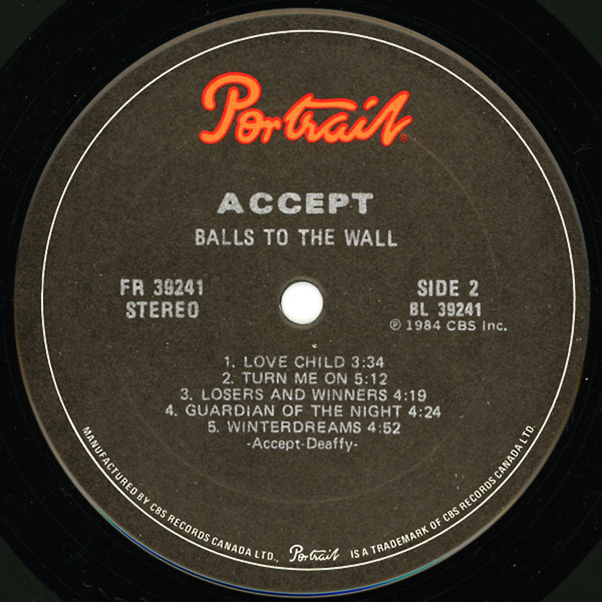 Accept – Balls To The Wall - 1984 Pressing - No Cover