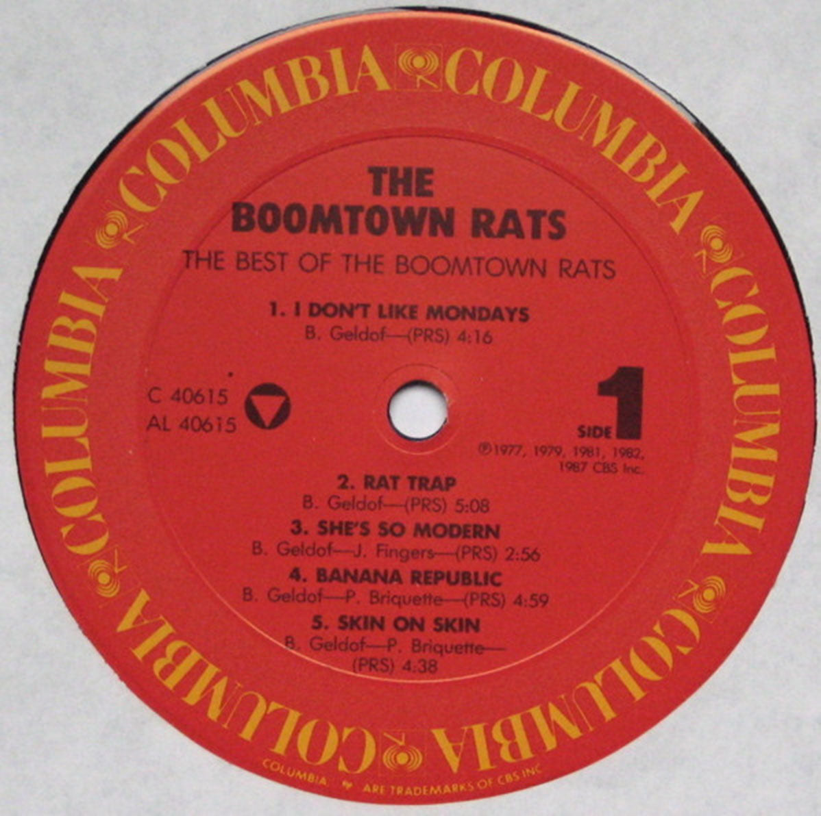 The Boomtown Rats – Greatest Hits - 1987 US Pressing