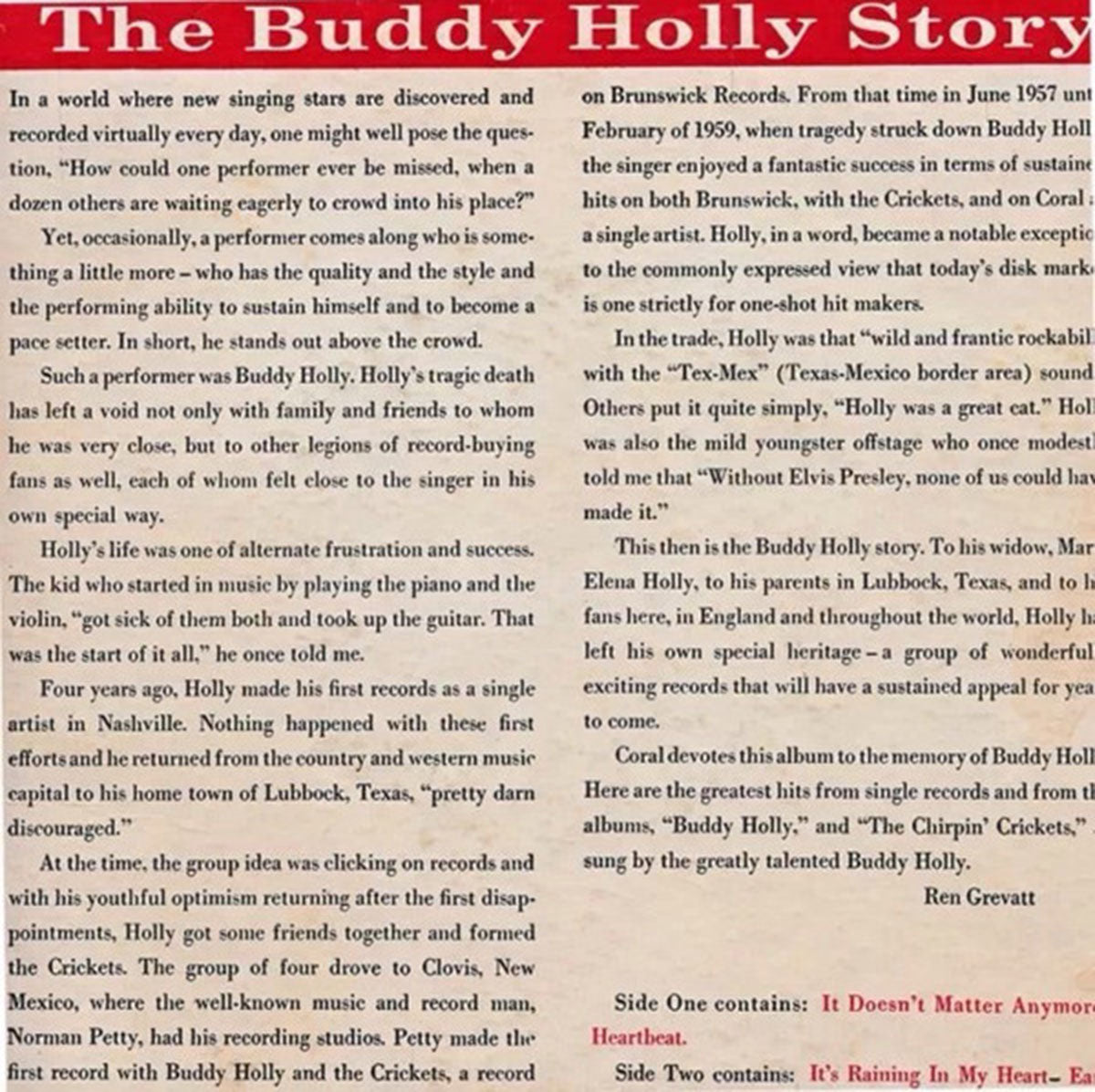 Buddy Holly – The Buddy Holly Story - 45 RPM - RARE