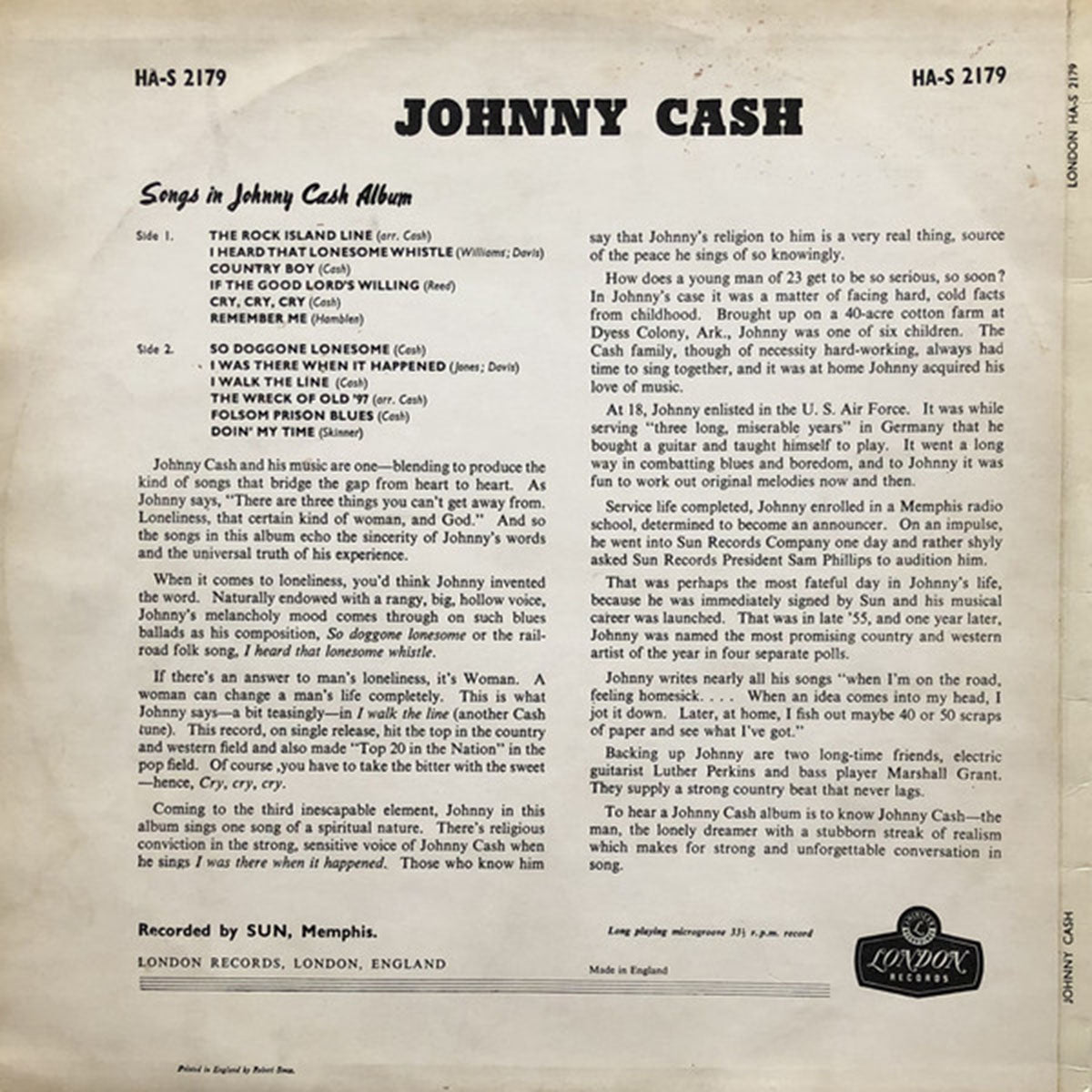 Johnny Cash – With His Hot And Blue Guitar - UK Pressing - Rare