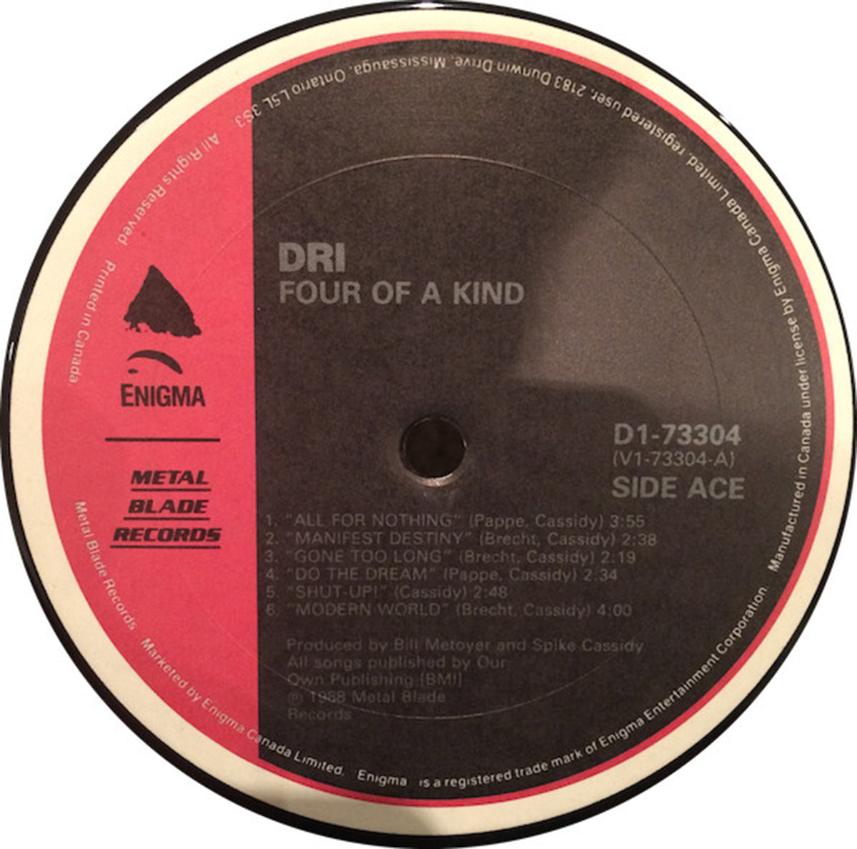 DRI – 4 of A Kind - Rare 1988 – Vinyl Pursuit Inc