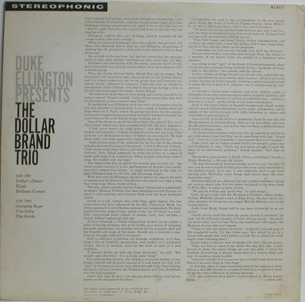 Duke Ellington Presents The Dollar Brand Trio – US Pressing - Rare