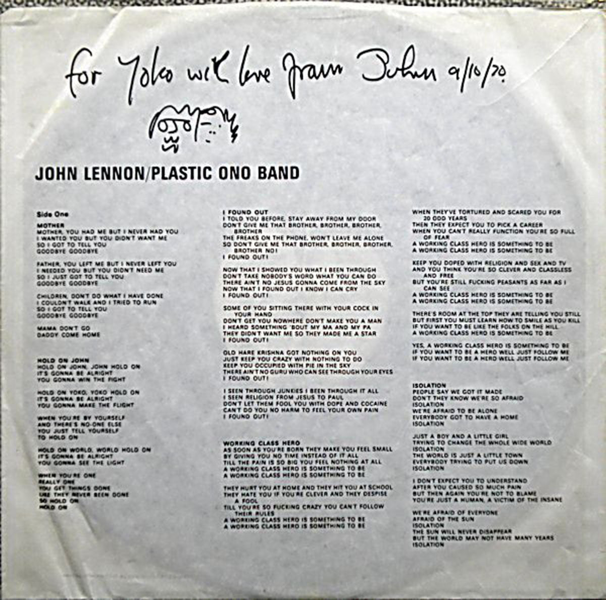 John Lennon & Plastic Ono Band – John Lennon / Plastic Ono Band