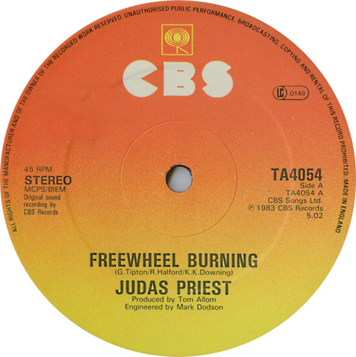 Judas Priest – Freewheel Burning - UK Pressing