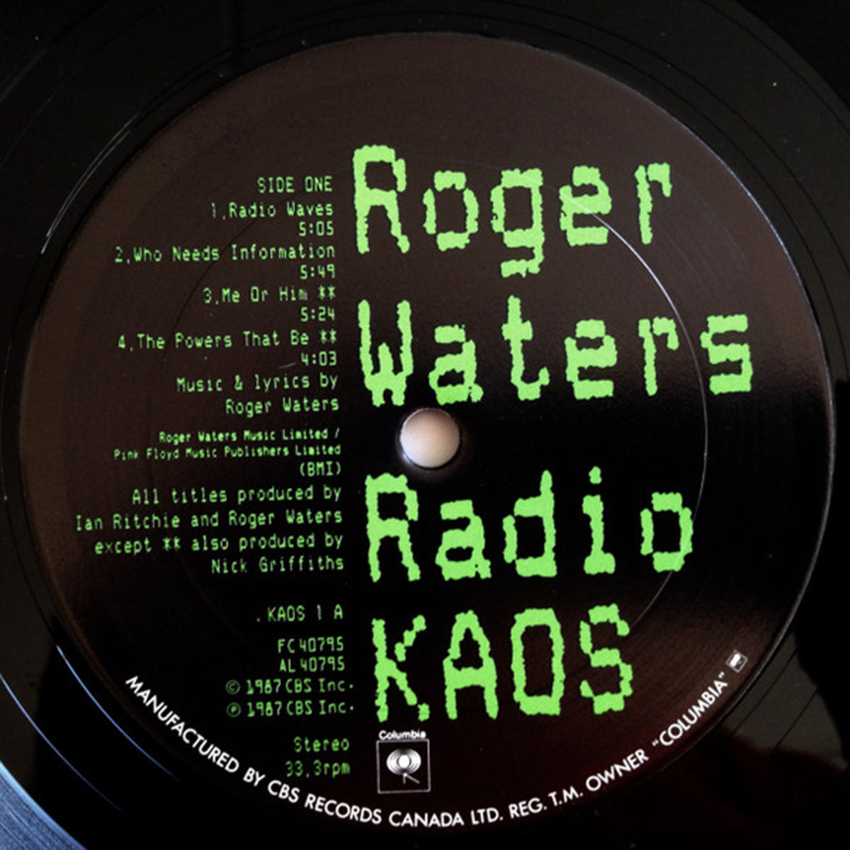 Roger Waters – Radio K.A.O.S VT VinylPursuit.com