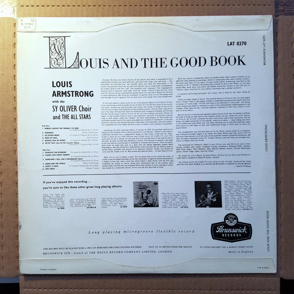 Louis Armstrong and The All Stars– Louis And The Good Book - UK Pressing