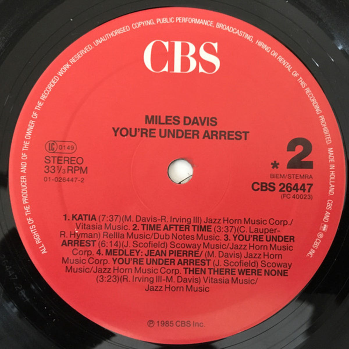 Miles Davis – You're Under Arrest - European Pressing