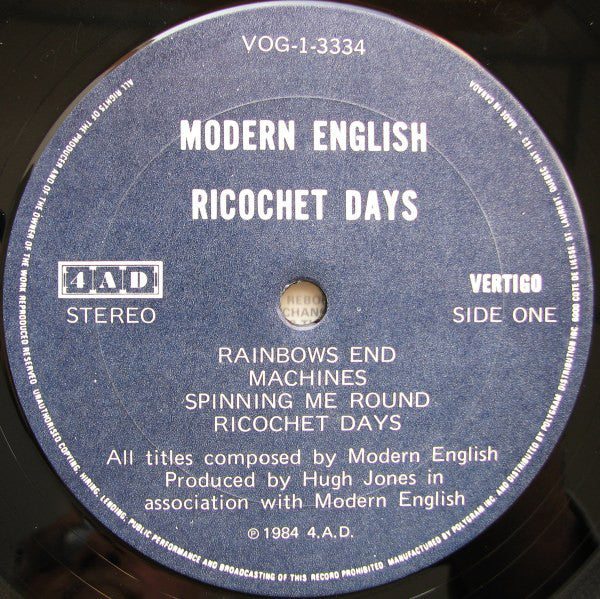 Modern English – Ricochet Days - Plus 7" EP