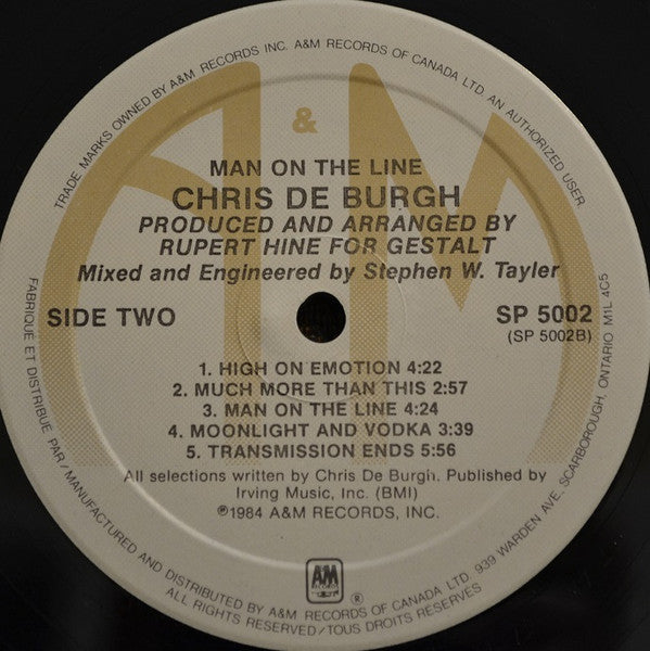 Chris de Burgh – Man On The Line - 1984