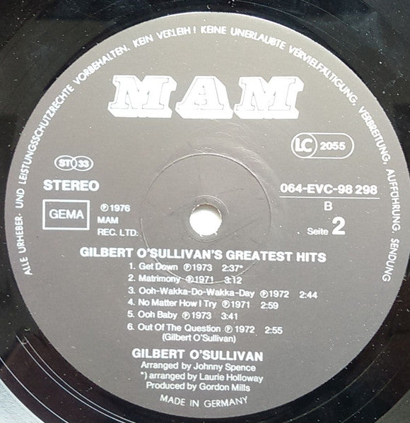 Gilbert O'Sullivan – Greatest Hits - German Pressing