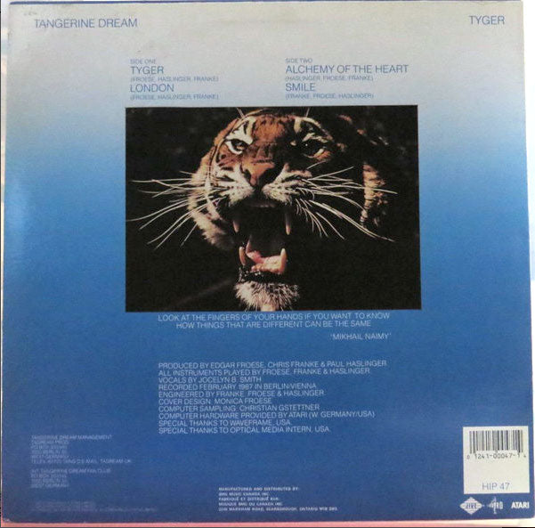 Tangerine Dream Tyger Vinyl Pursuit Inc