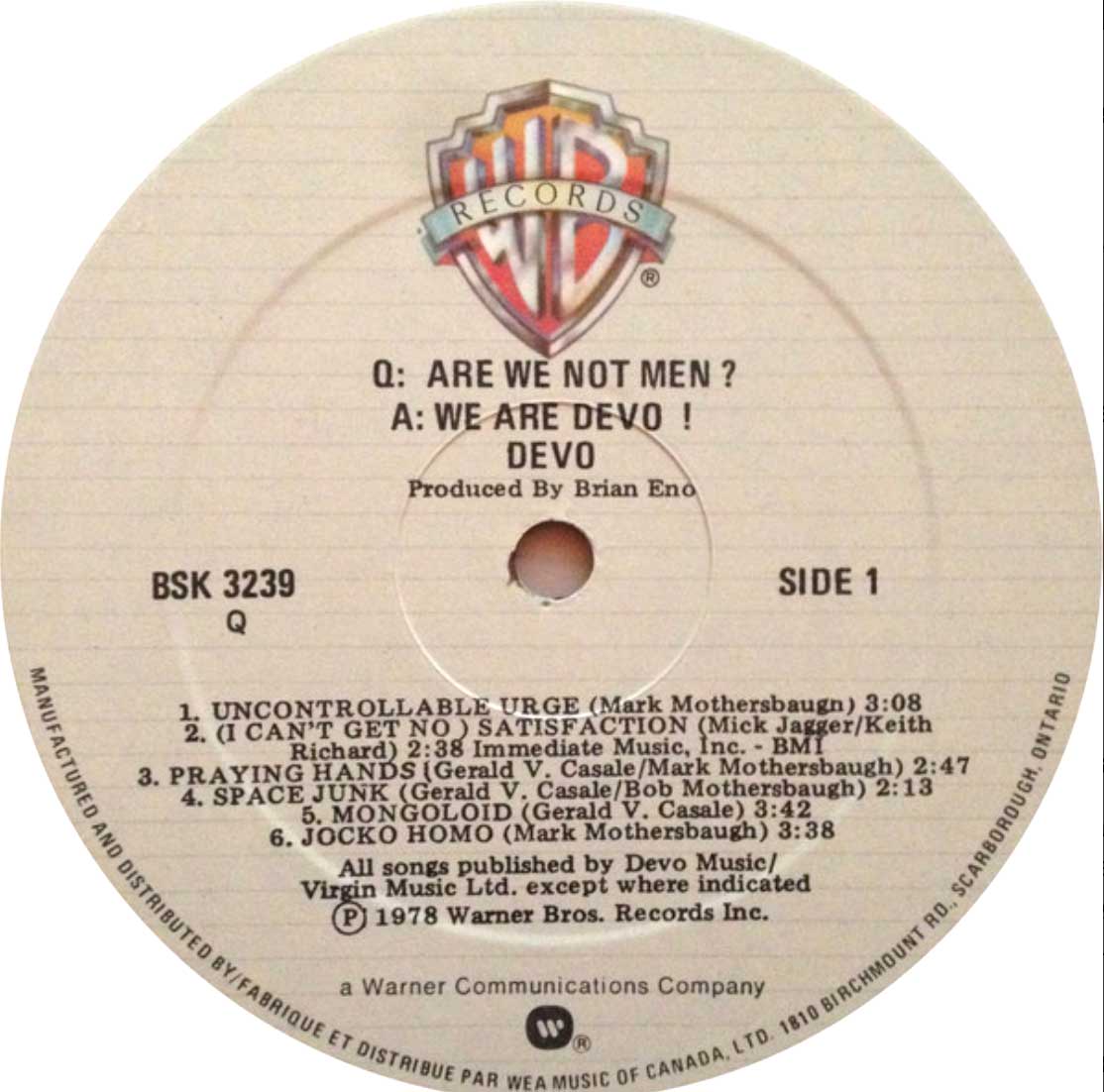 Devo - Q: Are We Not Men? A: We Are Devo! - 1978 Original