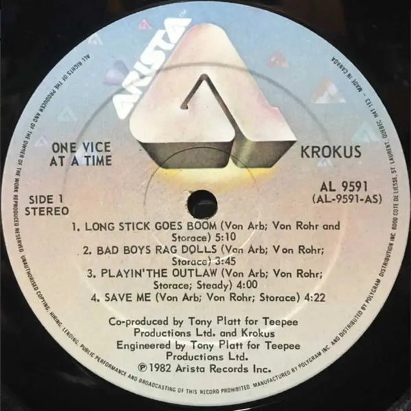Krokus - One Vice At A Time - 1982 Original - Vinyl Pursuit Inc
