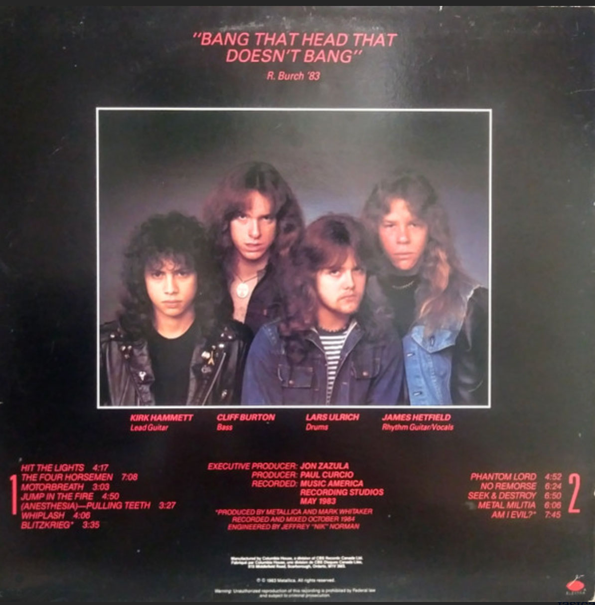 Metallica – Kill 'Em All - Rare 1988 Pressing!