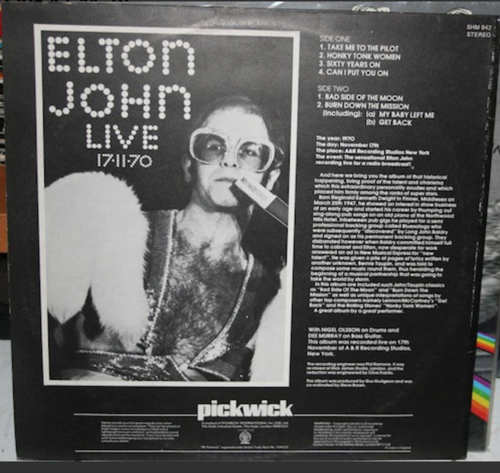 Elton John - Elton John Live 17-11-70 - 1977 UK Pressing
