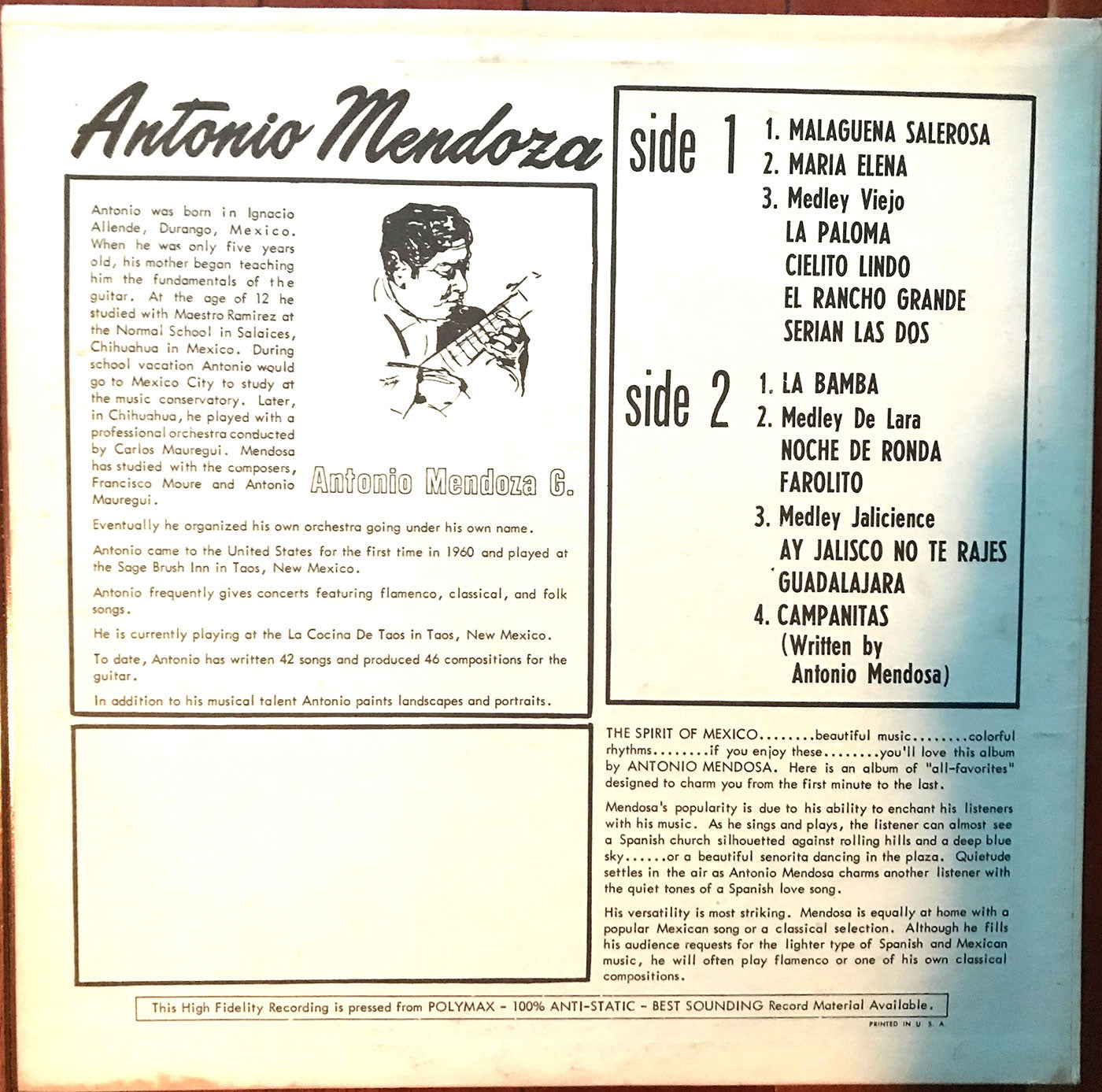 Antonio Mendoza – Antonio Mendoza - US Pressing - Autographed!