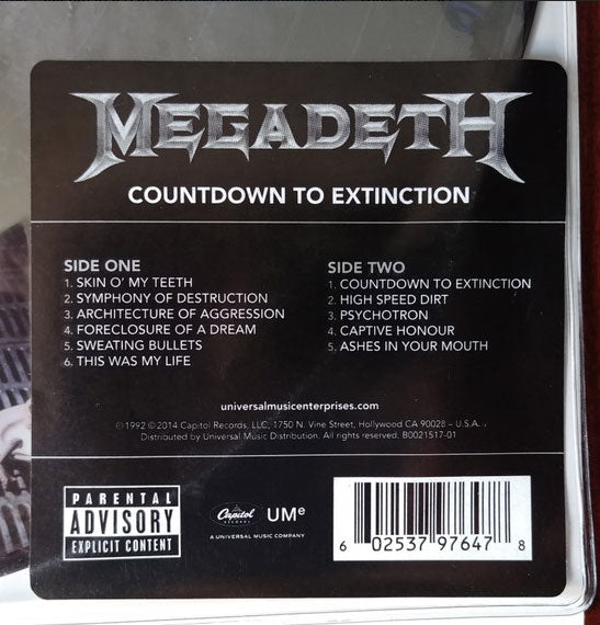 Megadeth ‎– Countdown To Extinction - Limited Edition Picture Disc, Rare!