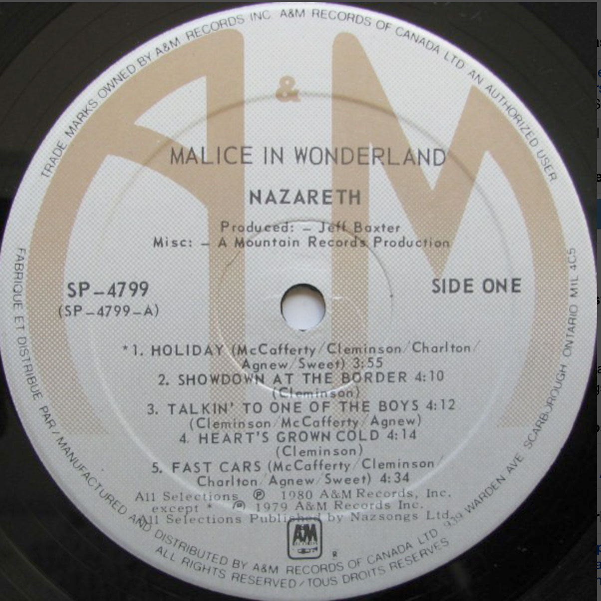 Nazareth – Malice In Wonderland - 1980