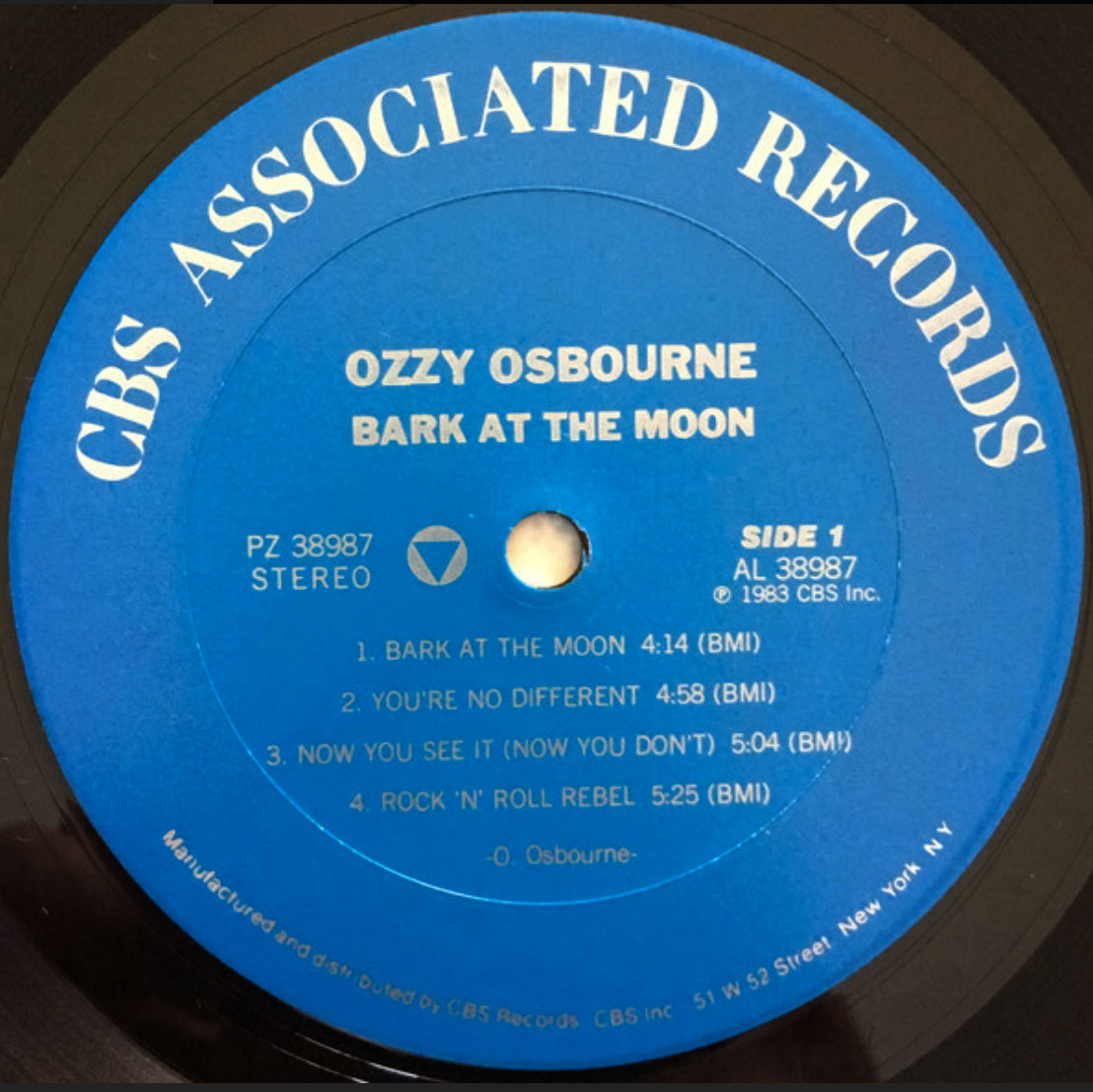 Ozzy Osbourne - Bark At The Moon - US Pressing - RARE