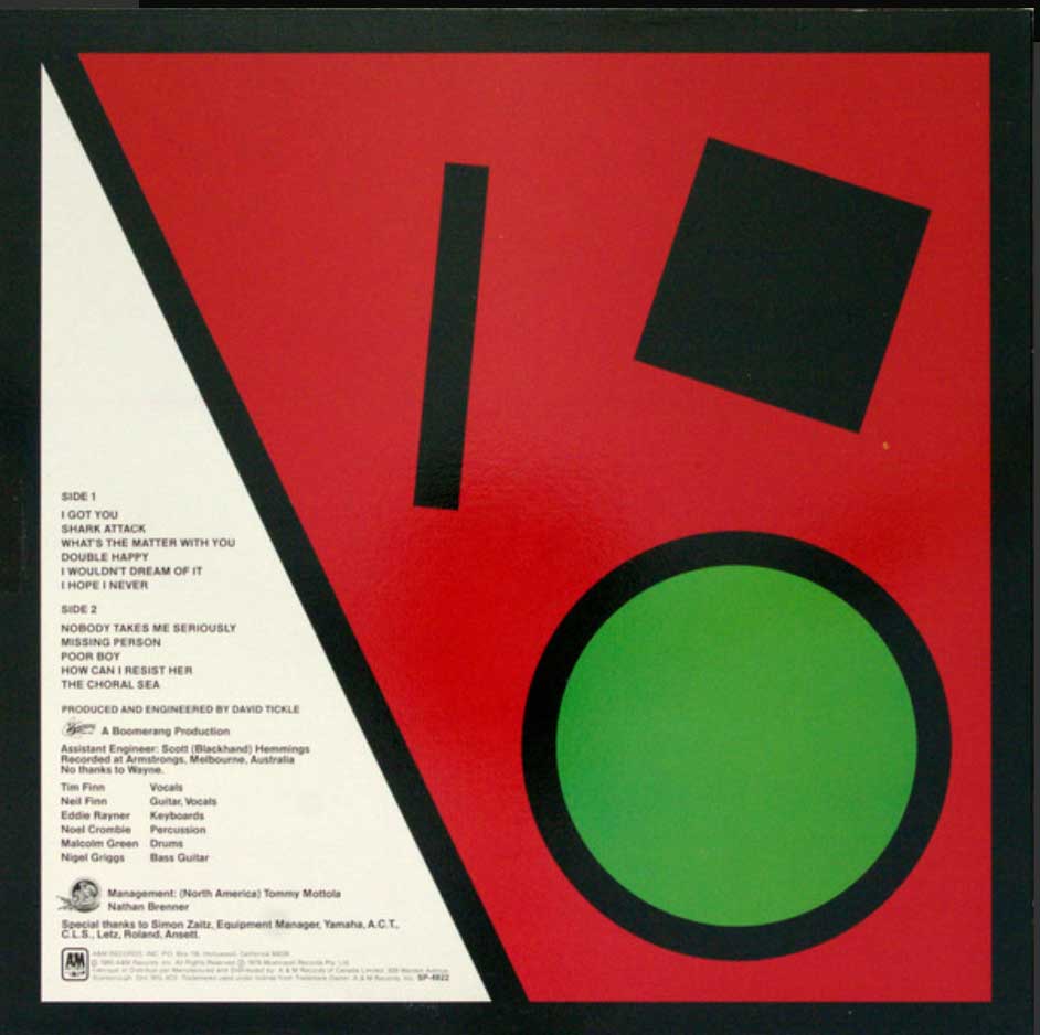 Split Enz - True Colours -Red Cover - Etched Vinyl