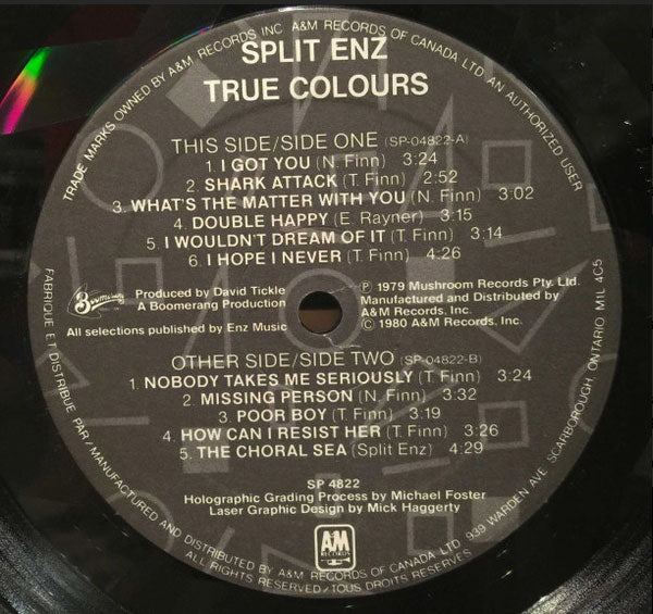 Split Enz – True Colours - Blue Cover
