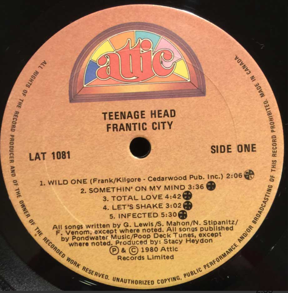 Teenage Head - Frantic City - 1980