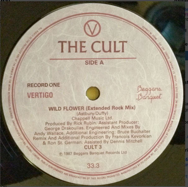 The Cult – Wild Flower - 1987 Gatefold w Poster!