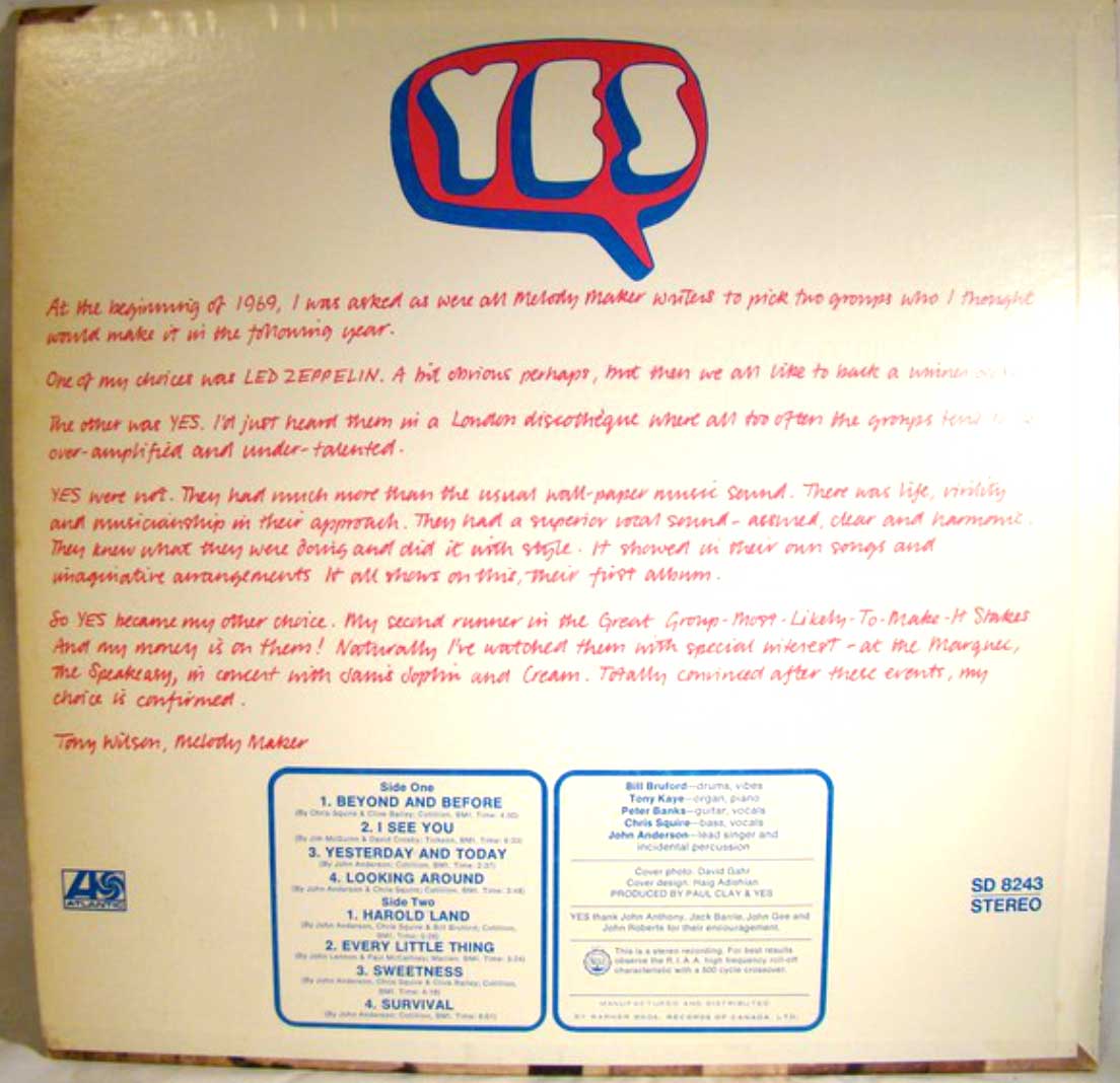 Yes ‎– Self-Titled - Red Label - RARE