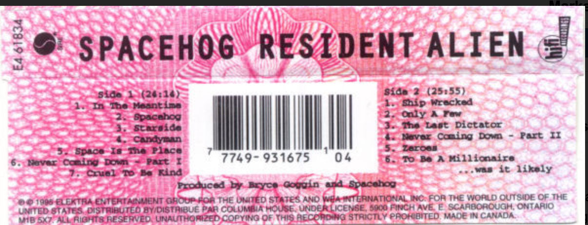 Spacehog – Resident Alien - 1995 Cassette