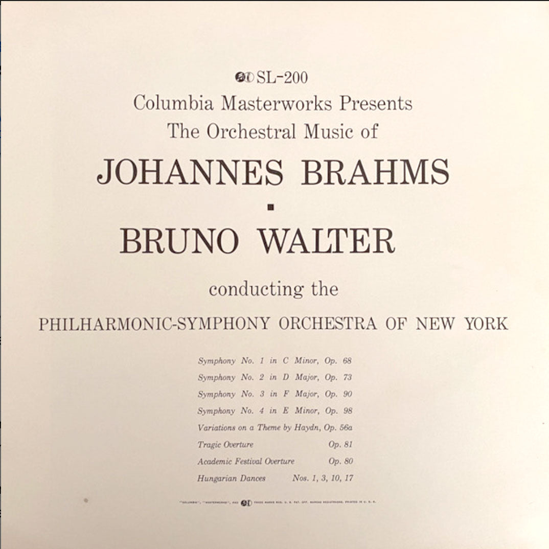 Bruno Walter, Johannes Brahms, The New York Philharmonic Orchestra - Columbia Masterworks