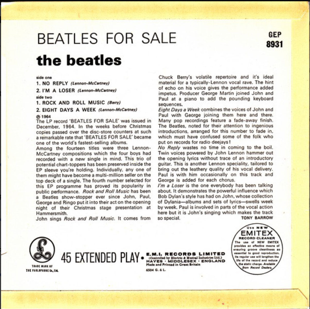 The Beatles ‎– Beatles For Sale - 45 RPM Rare MONO UK Pressing