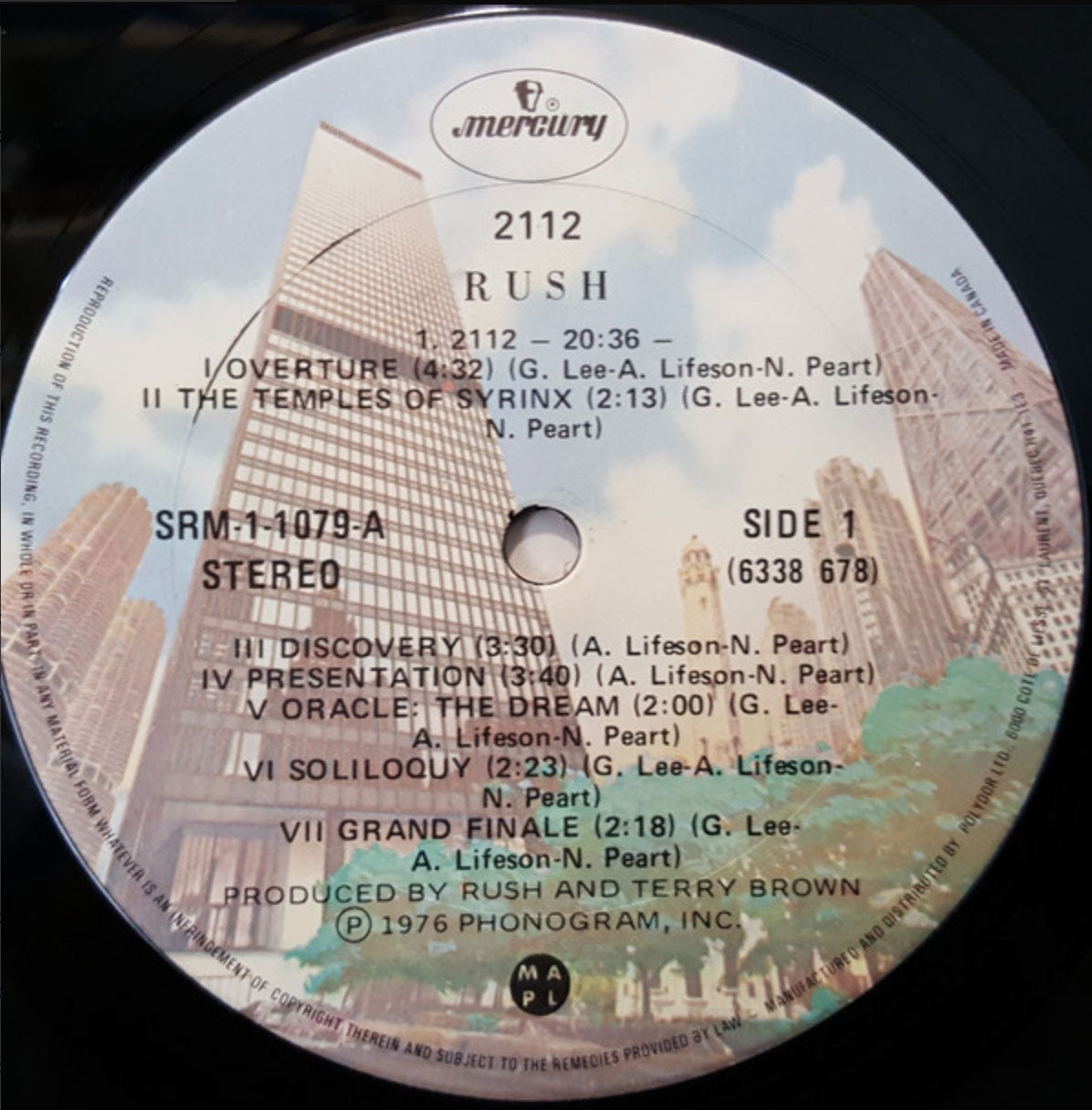 Rush ‎– 2112 - 1976 Original Pressing RARE