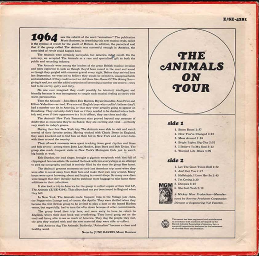 The Animals - The Animals On Tour - US Pressing