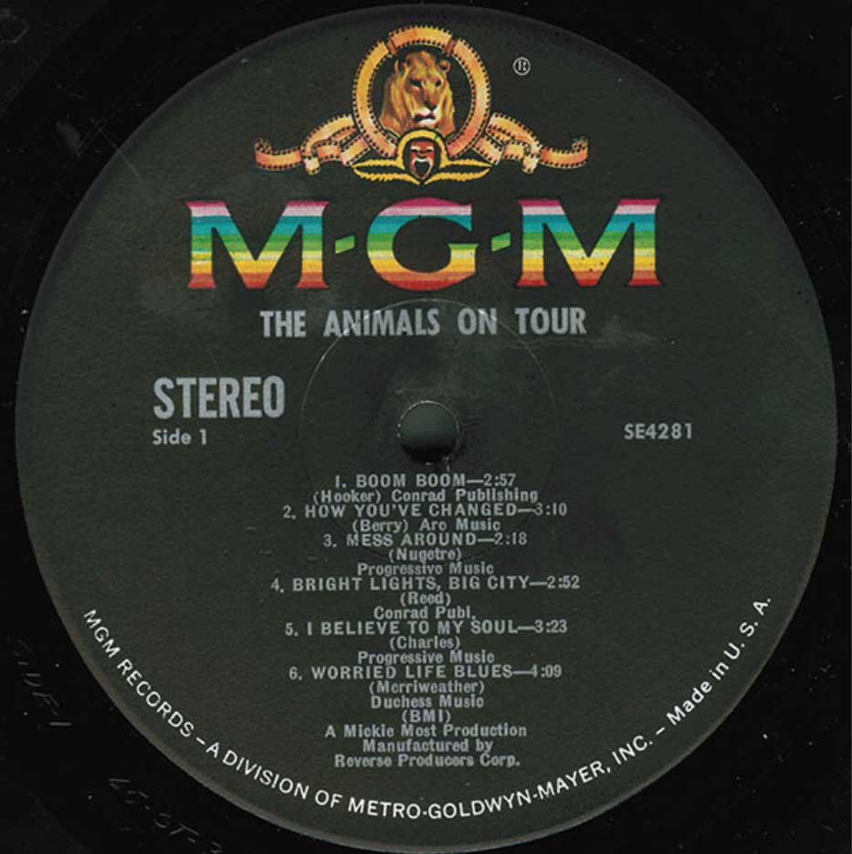 The Animals - The Animals On Tour - US Pressing