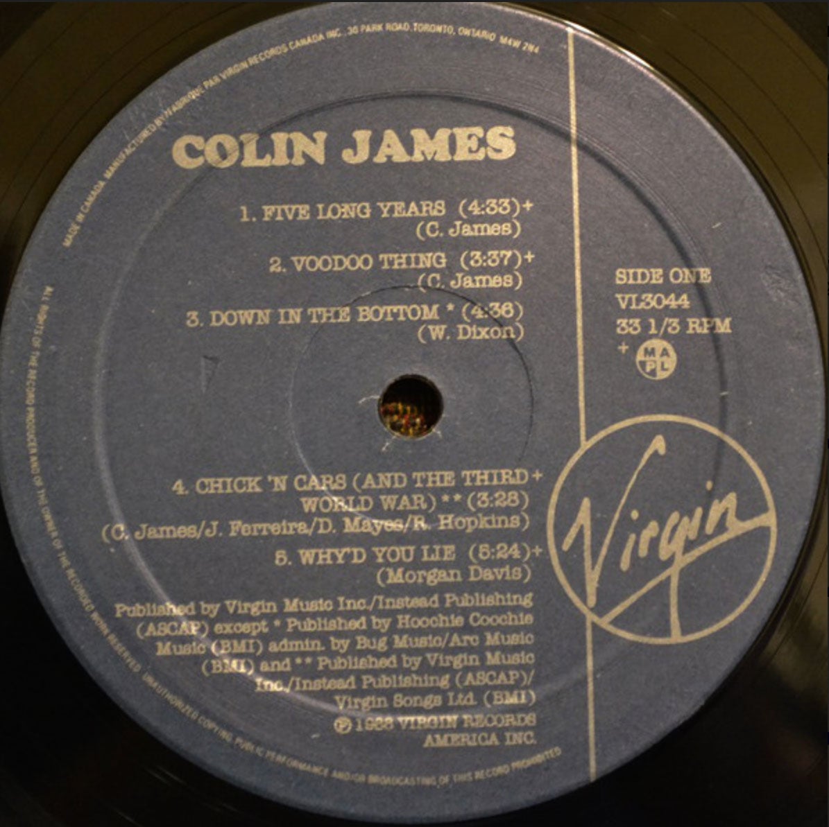 Colin James ‎– Colin James - 1988 Near Mint! VinylPursuit.com