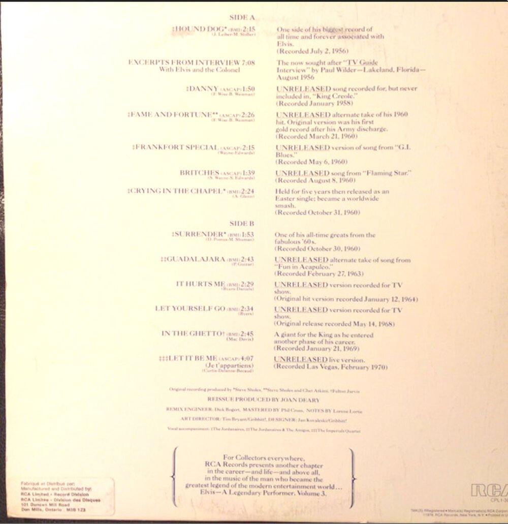 ELVIS PRESLEY ‎– A Legendary Performer - Volume 3 - VinylPursuit.com