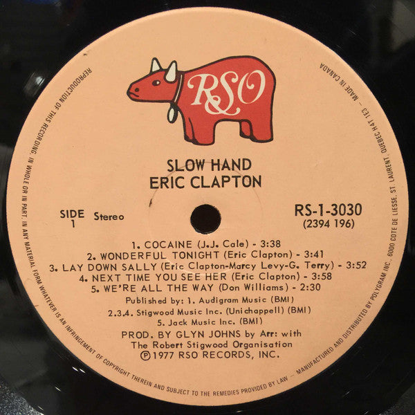 Eric Clapton ‎– Slowhand - Early Pressing