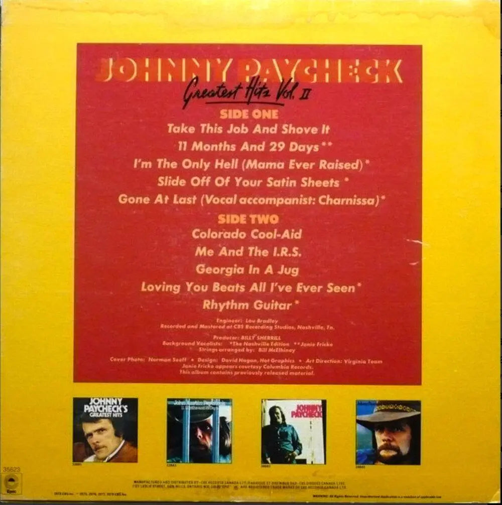 JOHNNY PAYCHECK - Greatest Hits, Volume II - VinylPursuit.com