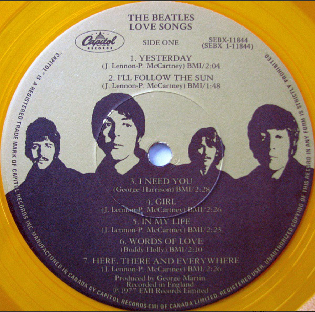 The Beatles - Love Songs - 1977 GOLD VINYL