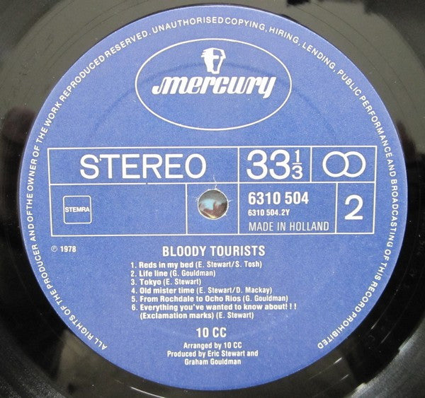 10CC – Bloody Tourists - 1978 Netherlands Pressing – Vinyl Pursuit Inc