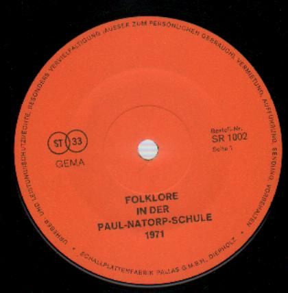 Folklore In Der Paul-Natorp-Schule - Various - 1971 German Pressing