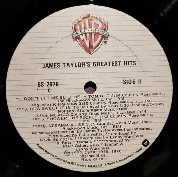 James Taylor – James Taylor's Greatest Hits - 1979 Orginal