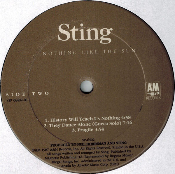 Sting – Nothing Like The Sun - 1987 VinylPursuit.com